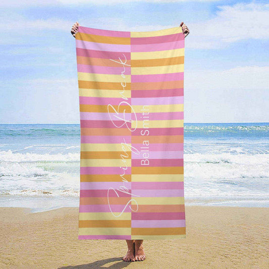 Lofaris Creamy Pink Orange Cute Custom Beach Towel For Girl