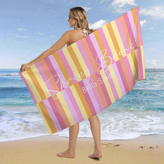 Lofaris Creamy Pink Orange Cute Custom Beach Towel For Girl