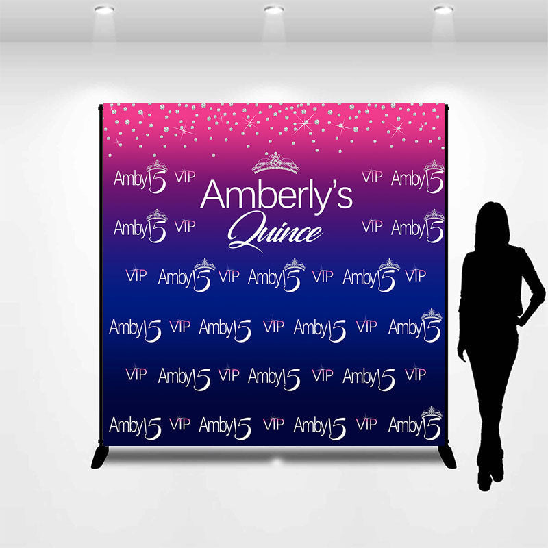 Lofaris Crown Diamond Custom Gradient 15th Birthday Backdrop