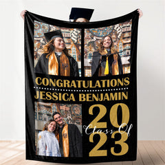 Lofaris Custom 2023 Collage Graduates Blanket With Photo