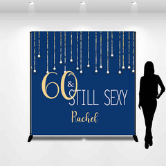Lofaris Custom 60th Birthday Blue Gold Photo Booth Backdrop
