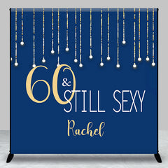 Lofaris Custom 60th Birthday Blue Gold Photo Booth Backdrop