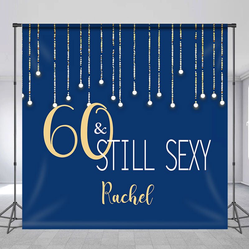 Lofaris Custom 60th Birthday Blue Gold Photo Booth Backdrop