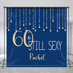 Lofaris Custom 60th Birthday Blue Gold Photo Booth Backdrop