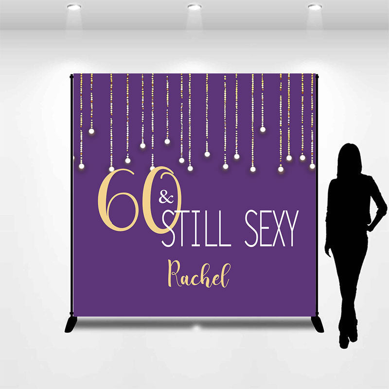 Lofaris Custom 60th Birthday Purple Gold Photo Booth Backdrop