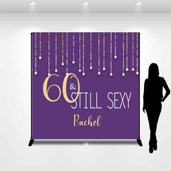 Lofaris Custom 60th Birthday Purple Gold Photo Booth Backdrop