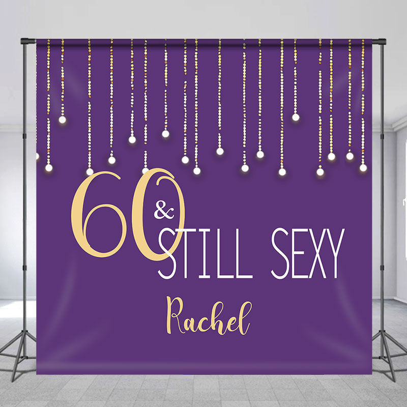Lofaris Custom 60th Birthday Purple Gold Photo Booth Backdrop