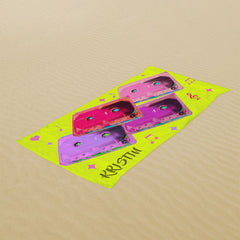 Lofaris Custom 80s Retro Music Cassette Beach Towel