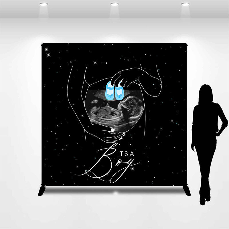 Lofaris Custom B Ultrasound Universe Boy Baby Shower Backdrop