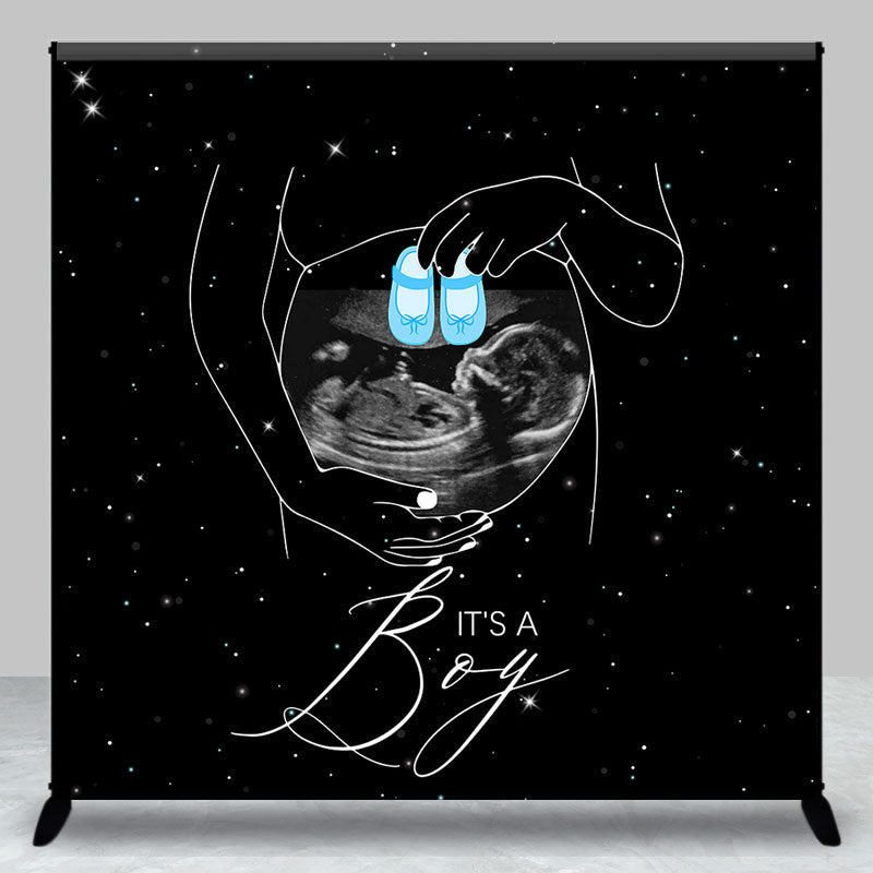 Lofaris Custom B Ultrasound Universe Boy Baby Shower Backdrop