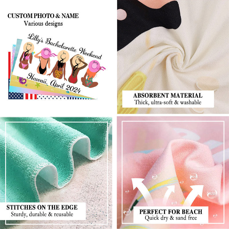 Lofaris Custom Bachelorette Weekend Beach Towel