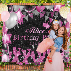 Lofaris Custom Balloon Goblet Black Pink Birthday Backdrop