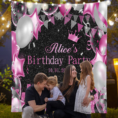 Lofaris Custom Balloon Goblet Black Pink Birthday Backdrop