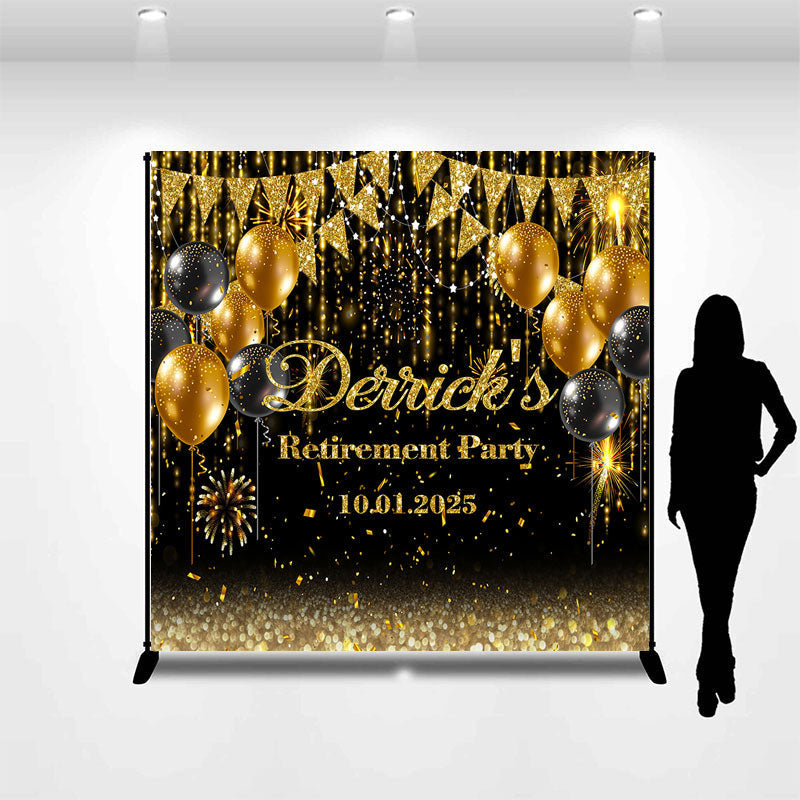 Lofaris Custom Balloons Black Gold Retirement Party Backdrop