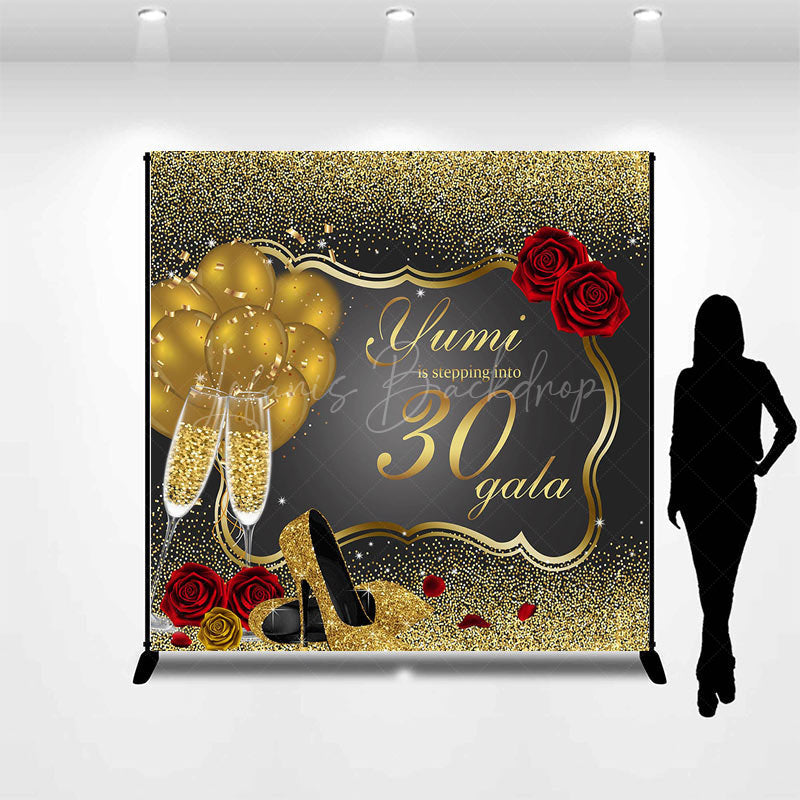 Lofaris Custom Black Gold High Heels 30th Birthday Backdrop