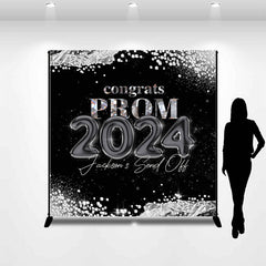 Lofaris Custom Black Silver Elegant Prom Graduation Backdrop