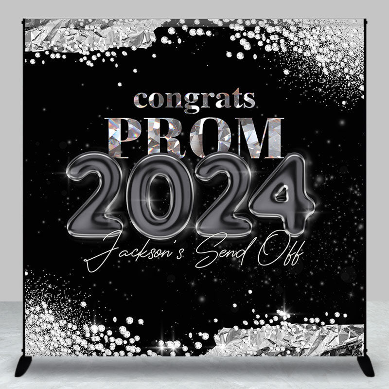 Lofaris Custom Black Silver Elegant Prom Graduation Backdrop