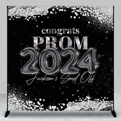 Lofaris Custom Black Silver Elegant Prom Graduation Backdrop