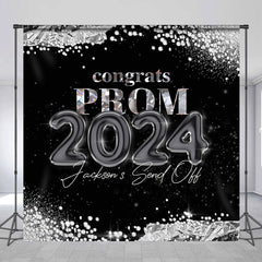 Lofaris Custom Black Silver Elegant Prom Graduation Backdrop