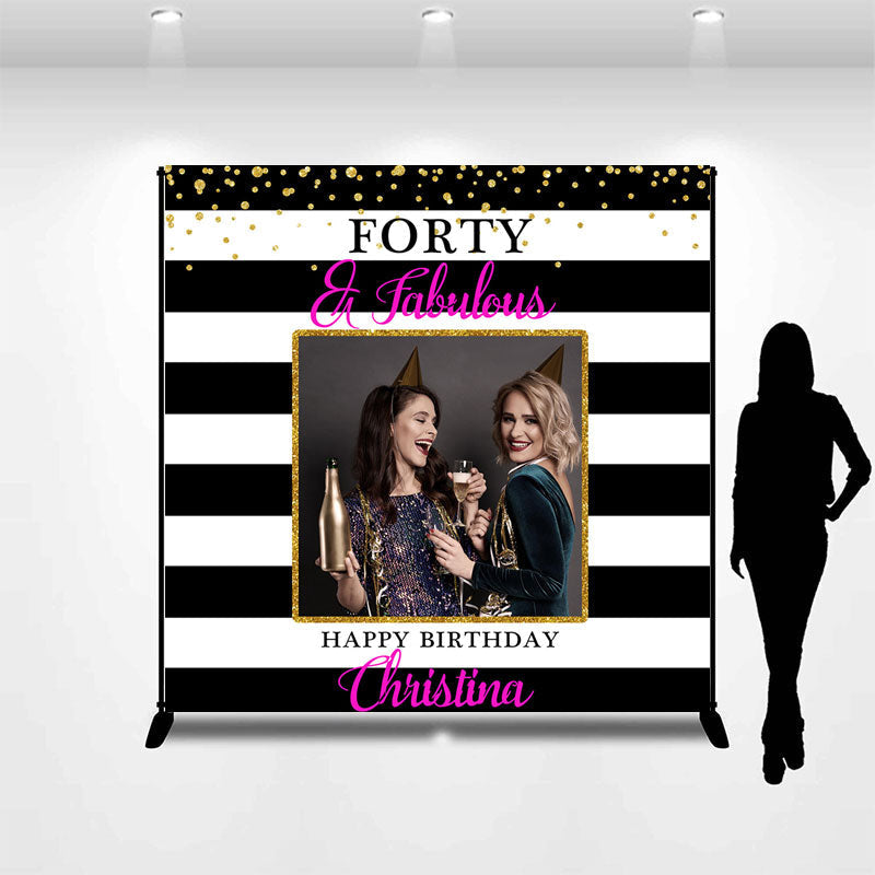 Lofaris Custom Black White Fabulous Forty Birthday Backdrop