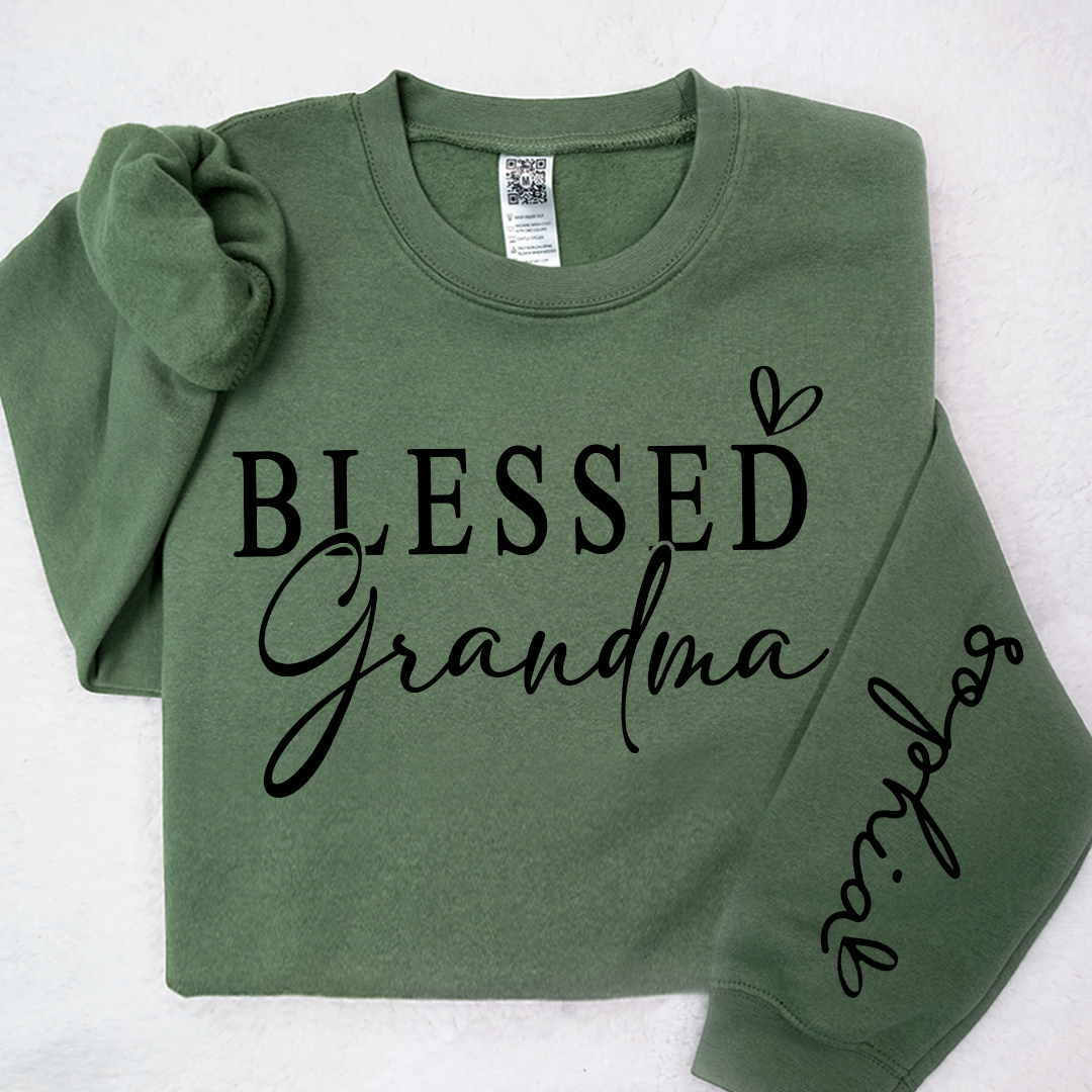 Lofaris Custom Blessed Grandma And Kids Heart Sweatshirt