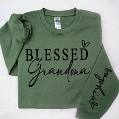 Lofaris Custom Blessed Grandma And Kids Heart Sweatshirt