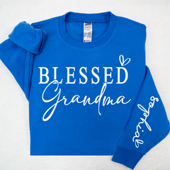 Lofaris Custom Blessed Grandma And Kids Heart Sweatshirt