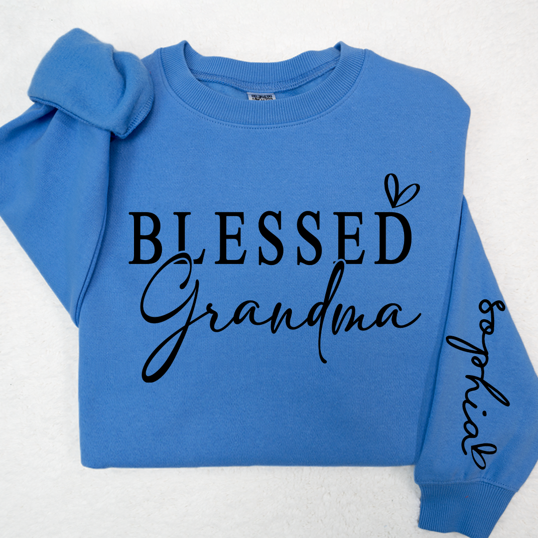 Lofaris Custom Blessed Grandma And Kids Heart Sweatshirt