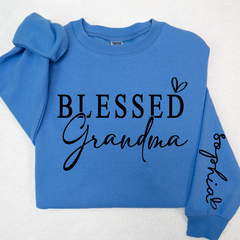 Lofaris Custom Blessed Grandma And Kids Heart Sweatshirt
