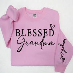 Lofaris Custom Blessed Grandma And Kids Heart Sweatshirt