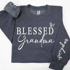 Lofaris Custom Blessed Grandma And Kids Heart Sweatshirt