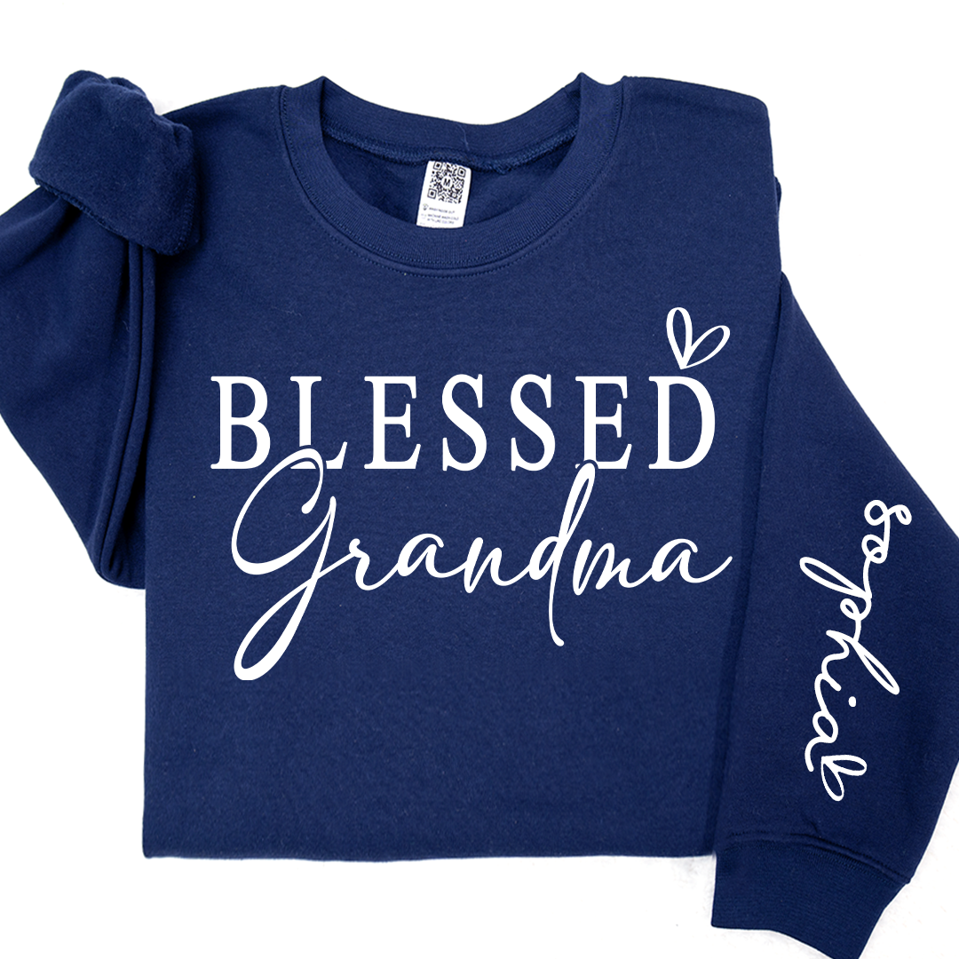 Lofaris Custom Blessed Grandma And Kids Heart Sweatshirt
