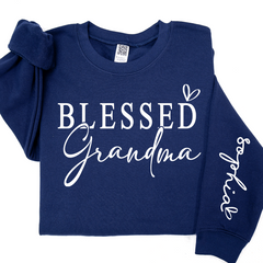 Lofaris Custom Blessed Grandma And Kids Heart Sweatshirt