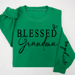 Lofaris Custom Blessed Grandma And Kids Heart Sweatshirt