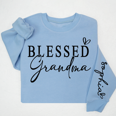 Lofaris Custom Blessed Grandma And Kids Heart Sweatshirt