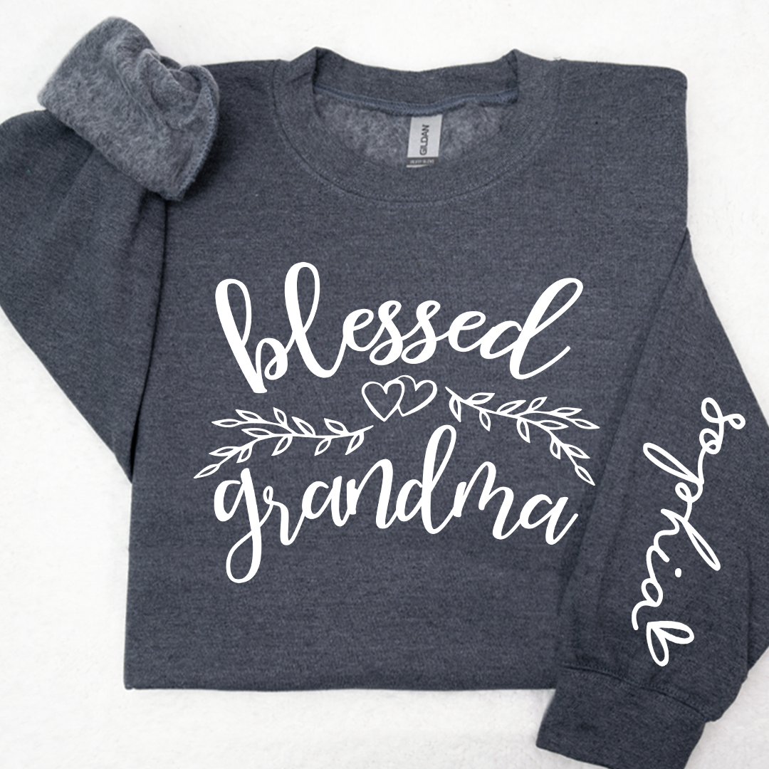 Lofaris Custom Blessed Grandma Leaves Heart Sweatshirt
