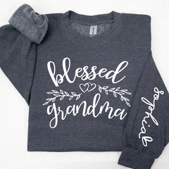 Lofaris Custom Blessed Grandma Leaves Heart Sweatshirt