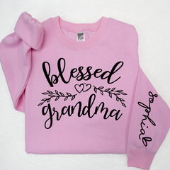 Lofaris Custom Blessed Grandma Leaves Heart Sweatshirt