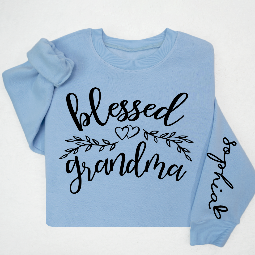 Lofaris Custom Blessed Grandma Leaves Heart Sweatshirt