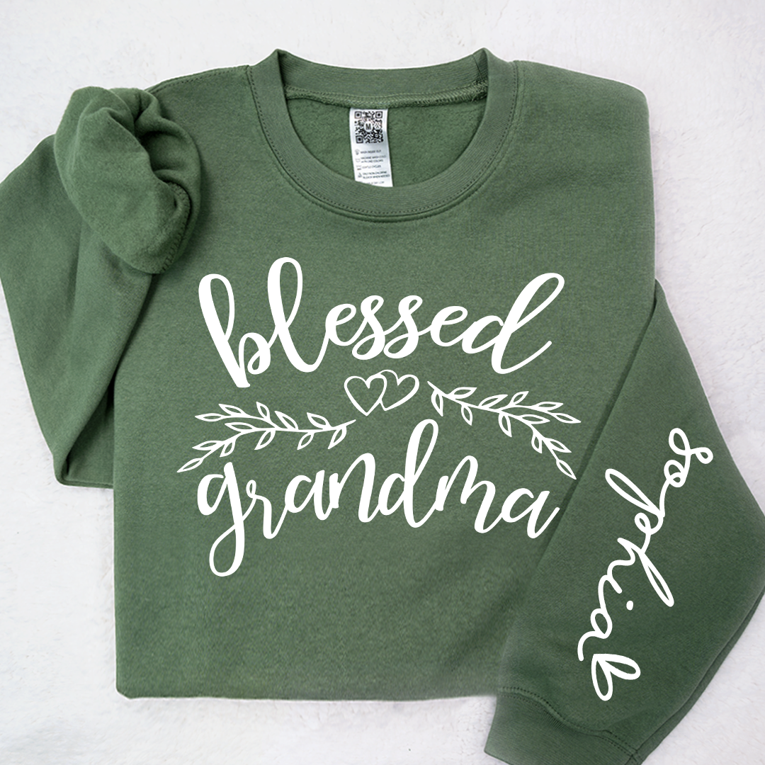 Lofaris Custom Blessed Grandma Leaves Heart Sweatshirt