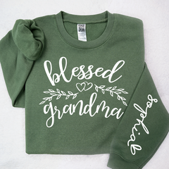 Lofaris Custom Blessed Grandma Leaves Heart Sweatshirt