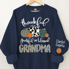 Lofaris Custom Blessed Grandma Leopard Pumpkin Sweatshirt