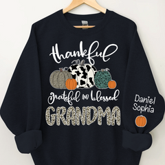 Lofaris Custom Blessed Grandma Leopard Pumpkin Sweatshirt