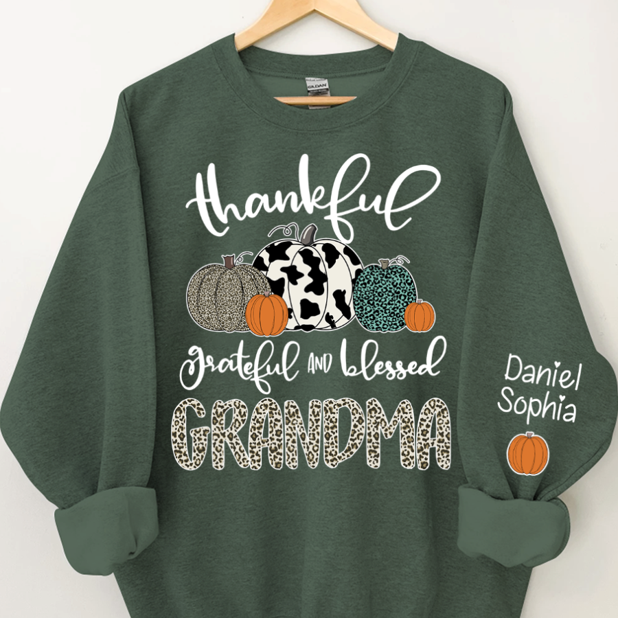 Lofaris Custom Blessed Grandma Leopard Pumpkin Sweatshirt