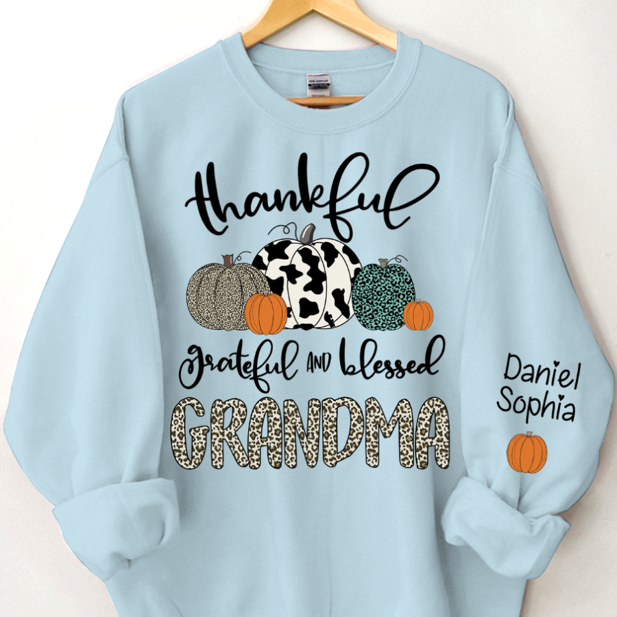 Lofaris Custom Blessed Grandma Leopard Pumpkin Sweatshirt