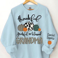 Lofaris Custom Blessed Grandma Leopard Pumpkin Sweatshirt