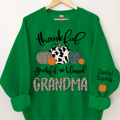 Lofaris Custom Blessed Grandma Leopard Pumpkin Sweatshirt