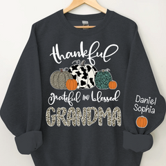 Lofaris Custom Blessed Grandma Leopard Pumpkin Sweatshirt