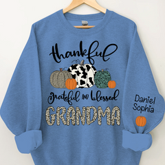 Lofaris Custom Blessed Grandma Leopard Pumpkin Sweatshirt
