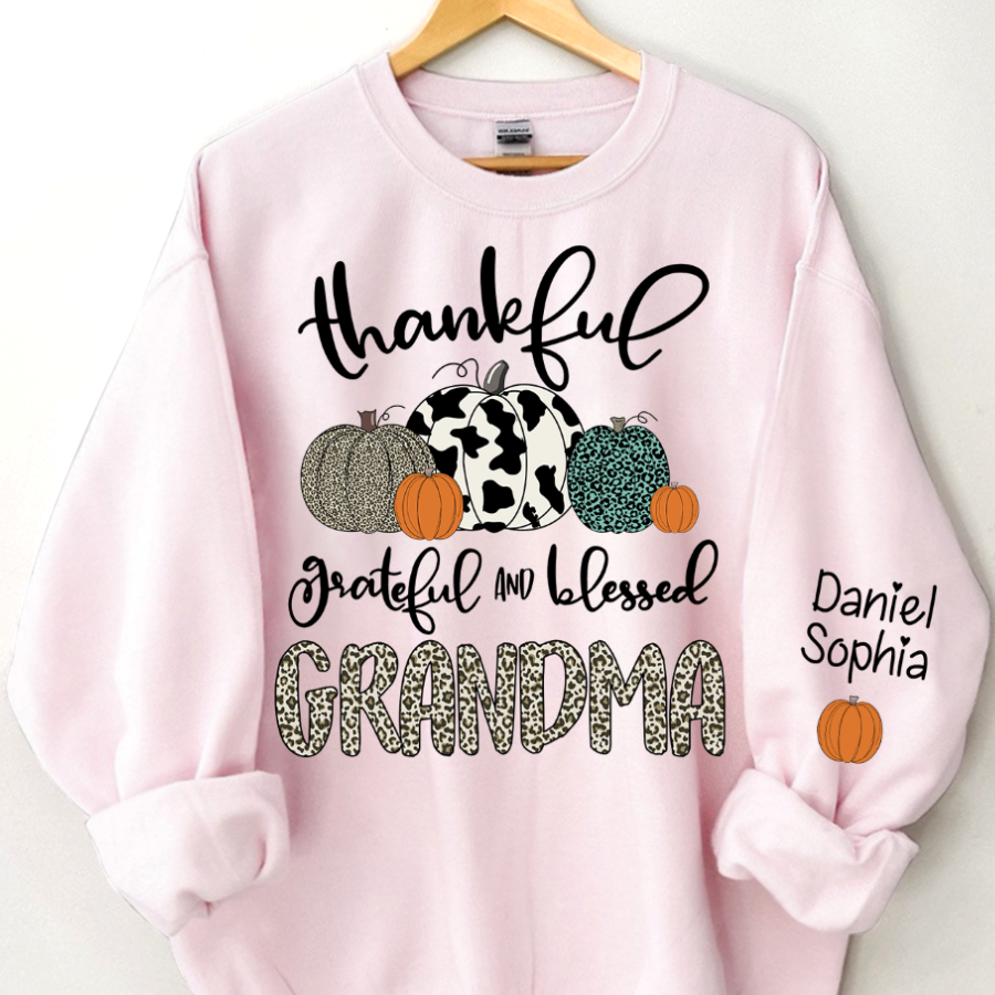 Lofaris Custom Blessed Grandma Leopard Pumpkin Sweatshirt